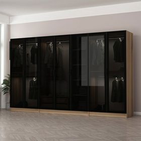 Minar Mobilya Kale 210 7 Füme Cam Kapaklı 2 Çekmeceli Dore Füme Cam Dolap