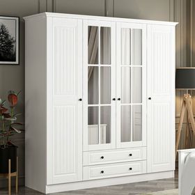 Minar Mobilya Kale 4 Mebran Kapaklı 2 Çekmeceli Taçlı Beyaz 190 cm Dolap
