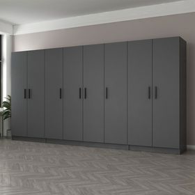 Minar Mobilya Kale 8 Kapaklı 2 Çekmeceli Antrasit 190 cm Dolap