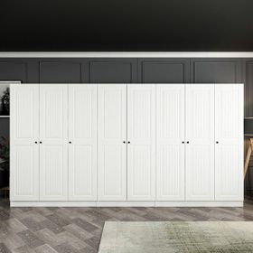 Minar Mobilya Kale 8 Mebran Kapaklı 4 Çekmeceli Beyaz 190 cm Dolap