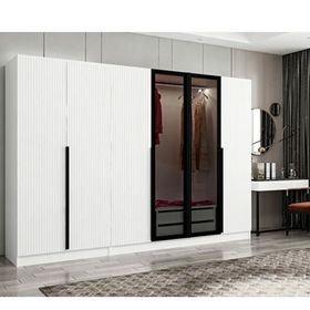 Minar Mobilya Kale Plus210 6 Mebran Kapaklı 2 Çekmeceli Beyaz Mebran Dolap