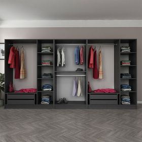 Minar Mobilya Kale Plus210 8 Mebran Kapaklı 4 Çekmeceli Antrasit Mebran Dolap
