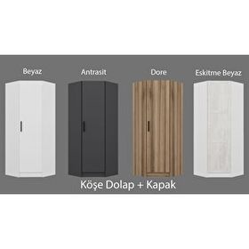 Minar Mobilya Kale Tek Kapaklı Antrasit 210 CM Köşe Zincir Dolap