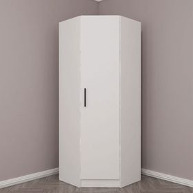 Minar Mobilya Kale Tek Kapaklı Beyaz 190 CM Köşe Zincir Dolap