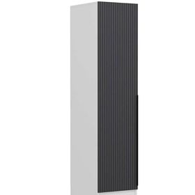 Minar Mobilya Minar Kale 1 Kapaklı Beyaz Antrasit Çizgili Mebran 190 CM Dolap
