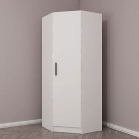 Minar Mobilya Minar Kale 1 Kapaklı Beyaz Mebran Panjur Yüklük 190 CM Köşe Dolap