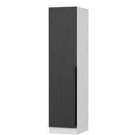 Minar Mobilya Minar Kale 1 Kapaklı Raflı Antrasit Beyaz Çizgili Mebran 190 CM Dolap
