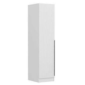 Minar Mobilya Minar Kale 1 Kapaklı Raflı Beyaz Beyaz Çizgili Mebran 210 CM Dolap