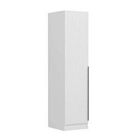 Minar Mobilya Minar Kale 1 Kapaklı Raflı Beyaz Çizgili Mebran 190 CM Dolap