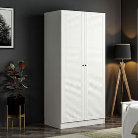 Minar Mobilya Minar Kale 2 Mebran Panjur Kapaklı Beyaz 190 CM Dolap
