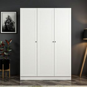Minar Mobilya Minar Kale 3 Mebran Panjur Kapaklı 2 Çekmeceli Beyaz 190 CM Dolap