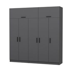 Minar Mobilya Minar Kale 5 Kapaklı 2 Çekmeceli Yüklük Antrasit 255 CM Dolap