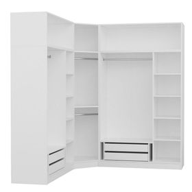 Minar Mobilya Minar Kale 7 Kapaklı 4 Çekmeceli Yüklük Beyaz Mebran Panjur 190 CM Köşe Dolap