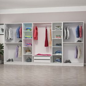 Minar Mobilya Minar Kale 8 Mebran Panjur Kapaklı 2 Çekmeceli Beyaz 190 CM Dolap