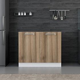 Minar Mobilya Mutfak Alt Modül 2 Kapaklı 100 cm Eviye Beyaz Dore D1 Dolap