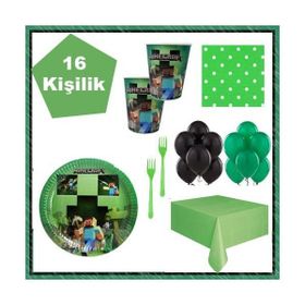 Minecraft 16 Kişilik Doğum Günü Parti Seti Malzemeleri