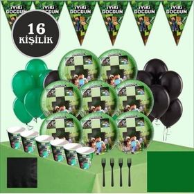 Minecraft 16 Kişilik Doğum Günü Parti Seti Malzemeleri
