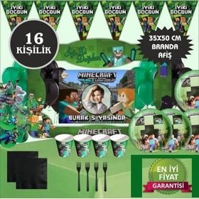 Minecraft 16 Kişilik Doğum Günü Parti Seti Malzemeleri
