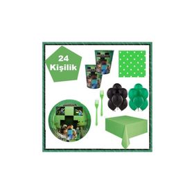Minecraft 24 Kişilik Doğum Günü Parti Seti Malzemeleri