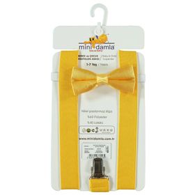 Minidamla 1-7 Yaş Erkek Çocuk Hardal Pantolon Askısı Takımı