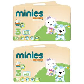 Minies No:3 Midi 100 Adet Bebek Bezi