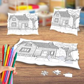 Minik Ev Manzarası Boyama Puzzle Tablo