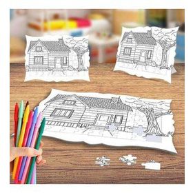 Minik Ev Manzarası Boyama Puzzle Tablo