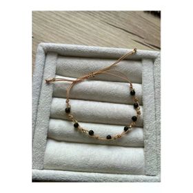Minimal Gold Obsidyen Taşı İp Bileklik Halhal