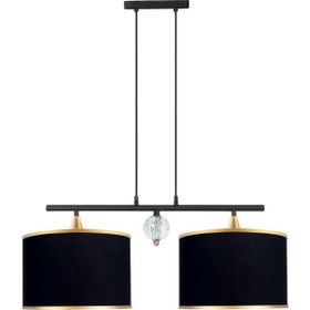 Minimal Lambent Line Crystal Plafonyer Kumaş Siyah Avize