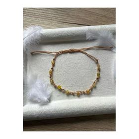 Minimal Sarı Akik Taşı İp Halhal