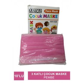 Minion 3 Katlı 10'lu Pembe Çocuk Maske