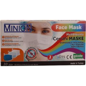 Minion MN1655 Meltblownlu Beyaz 10'lu Maske
