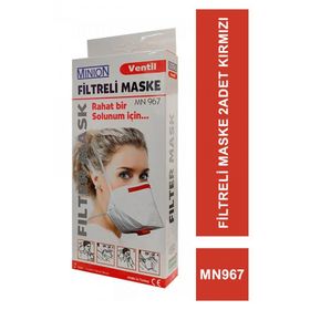 MINION Ventil MN967 FFP 2 Adet 3 Kırmızı Filtreli Maske