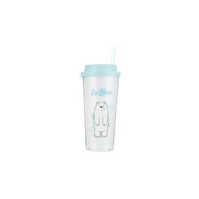 Miniso 550 ml Kutup Ayısı We Bare Bears Çift Katlı Pipetli Şişe