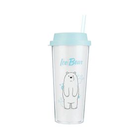 Miniso 550 ml Kutup Ayısı We Bare Bears Çift Katlı Pipetli Şişe
