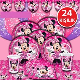 Minnie Mouse 24 Kişilik Parti Malzemeleri Seti Doğum Günü Süsleri