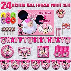 Minnie Mouse 24 Kişilik Parti Malzemeleri Seti Doğum Günü Süsleri