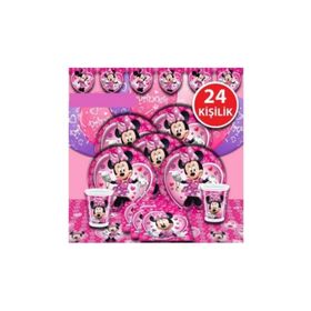 Minnie Mouse 24 Kişilik Parti Malzemeleri Seti Doğum Günü Süsleri