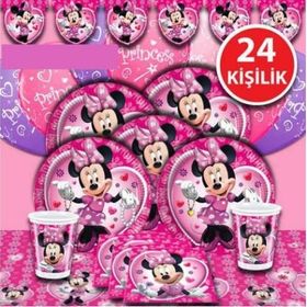 Minnie Mouse 24 Kişilik Parti Malzemeleri Seti Doğum Günü Süsleri