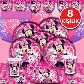Minnie Mouse 8 Kişilik Parti Malzemeleri Seti Doğum Günü Süsleri