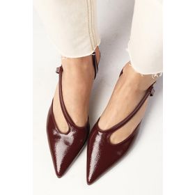 Mio Gusto 01456WRR Annie Bordo Renk Rugan Sivri Burunlu Arkası Açık Kadın Kısa Topuklu Ayakkabı
