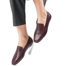 Mio Gusto Aria Bordo Hakiki Deri Renk Küt Burunlu Kadın Loafer Ayakkabı