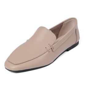 Mio Gusto Aria Vizon Renk Hakiki Deri Küt Burunlu Kadın Loafer Ayakkabı