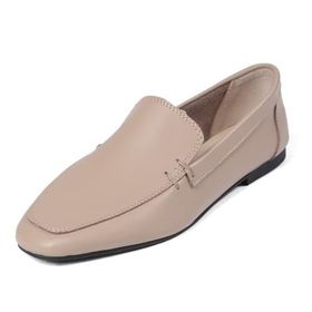 Mio Gusto Aria Vizon Renk Hakiki Deri Küt Burunlu Kadın Loafer Ayakkabı