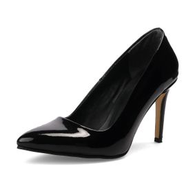 Mio Gusto Basic Siyah Rugan Kadın Stiletto Topuklu Ayakkabı