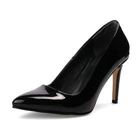 Mio Gusto Basic Siyah Rugan Kadın Stiletto Topuklu Ayakkabı
