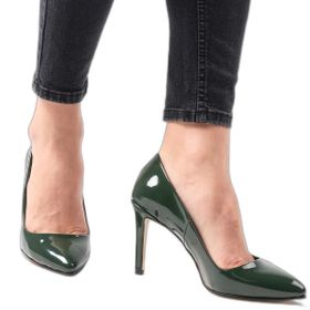 Mio Gusto Basic Yeşil Rugan Kadın Stiletto Topuklu Ayakkabı