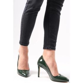 Mio Gusto Basic Yeşil Rugan Kadın Stiletto Topuklu Ayakkabı
