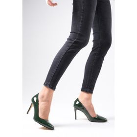 Mio Gusto Basic Yeşil Rugan Kadın Stiletto Topuklu Ayakkabı