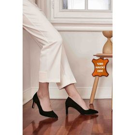 Mio Gusto Beliz Siyah Hakiki Deri Kadın Stiletto